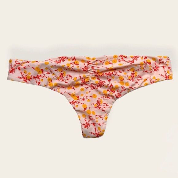 Raisins Miami Pant Pink Floral Cheeky Shirred Bikini Swim Bottoms Size XL - Picture 7 of 9